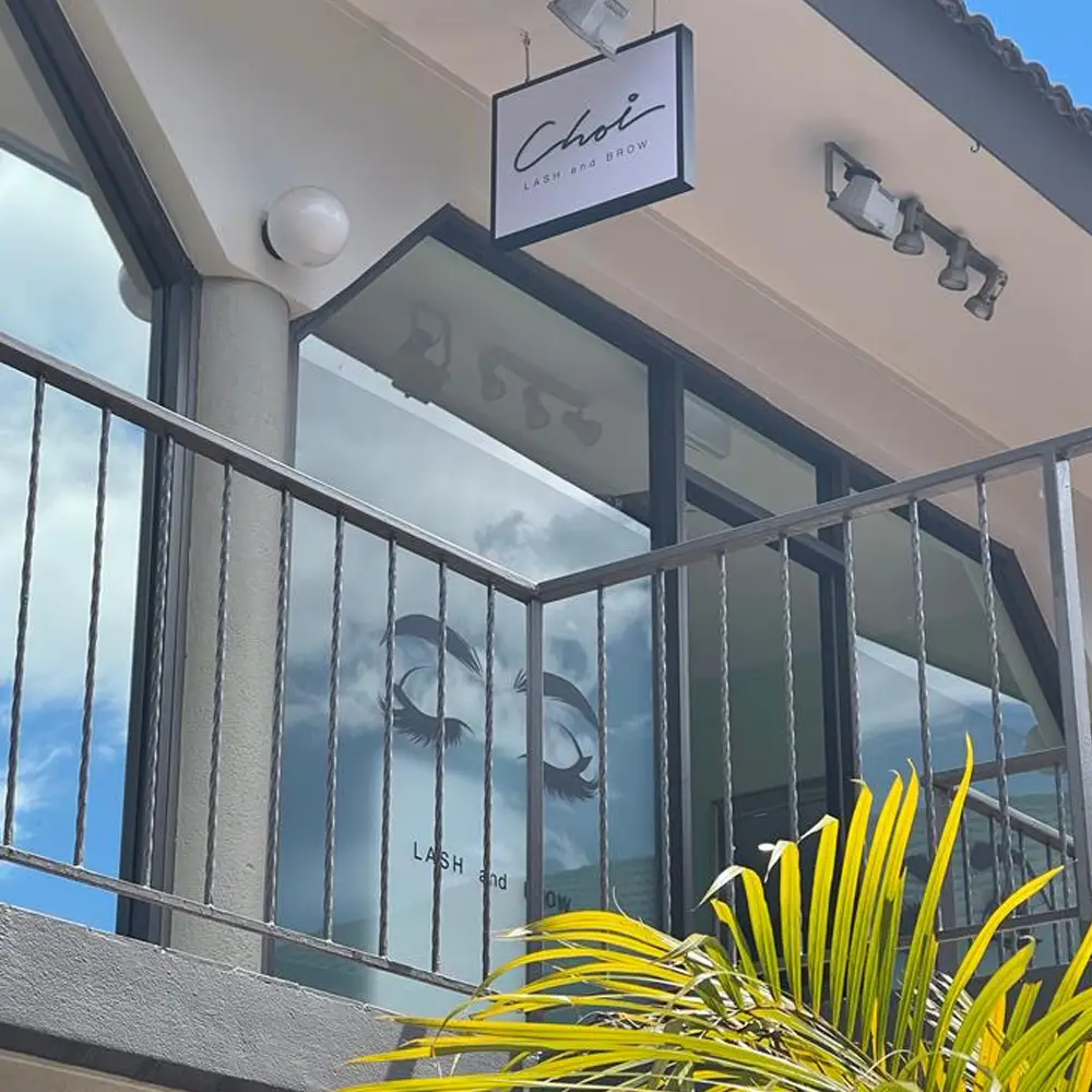 The Choi Lash and Brow sign above the walkway at 43–45 Burns Bay Road, Lane Cove