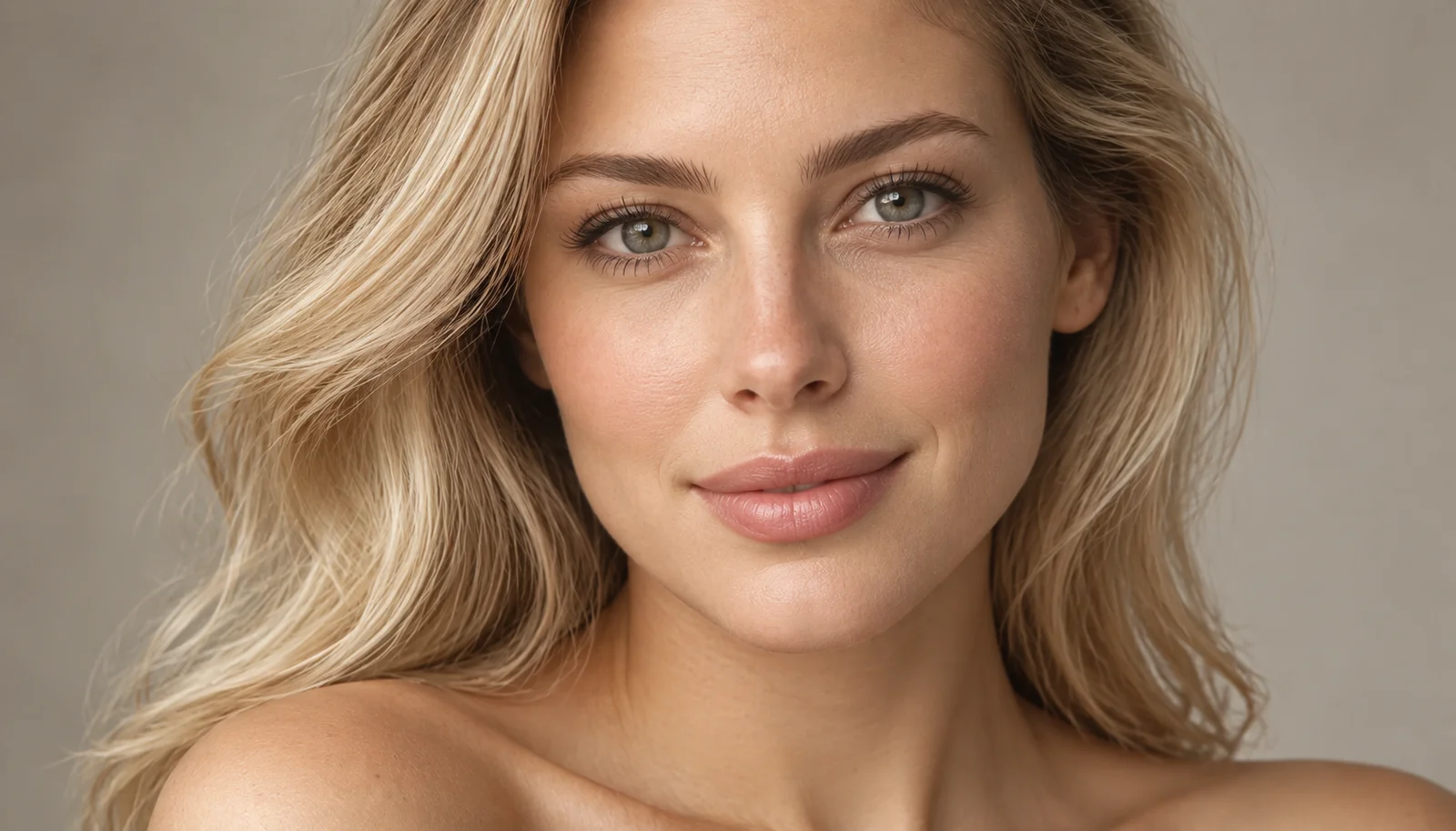 Portrait with softly lifted brows and minimal makeup