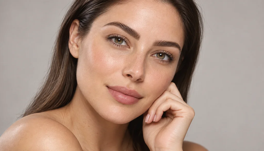 Portrait showing naturally lifted and shaped eyebrows