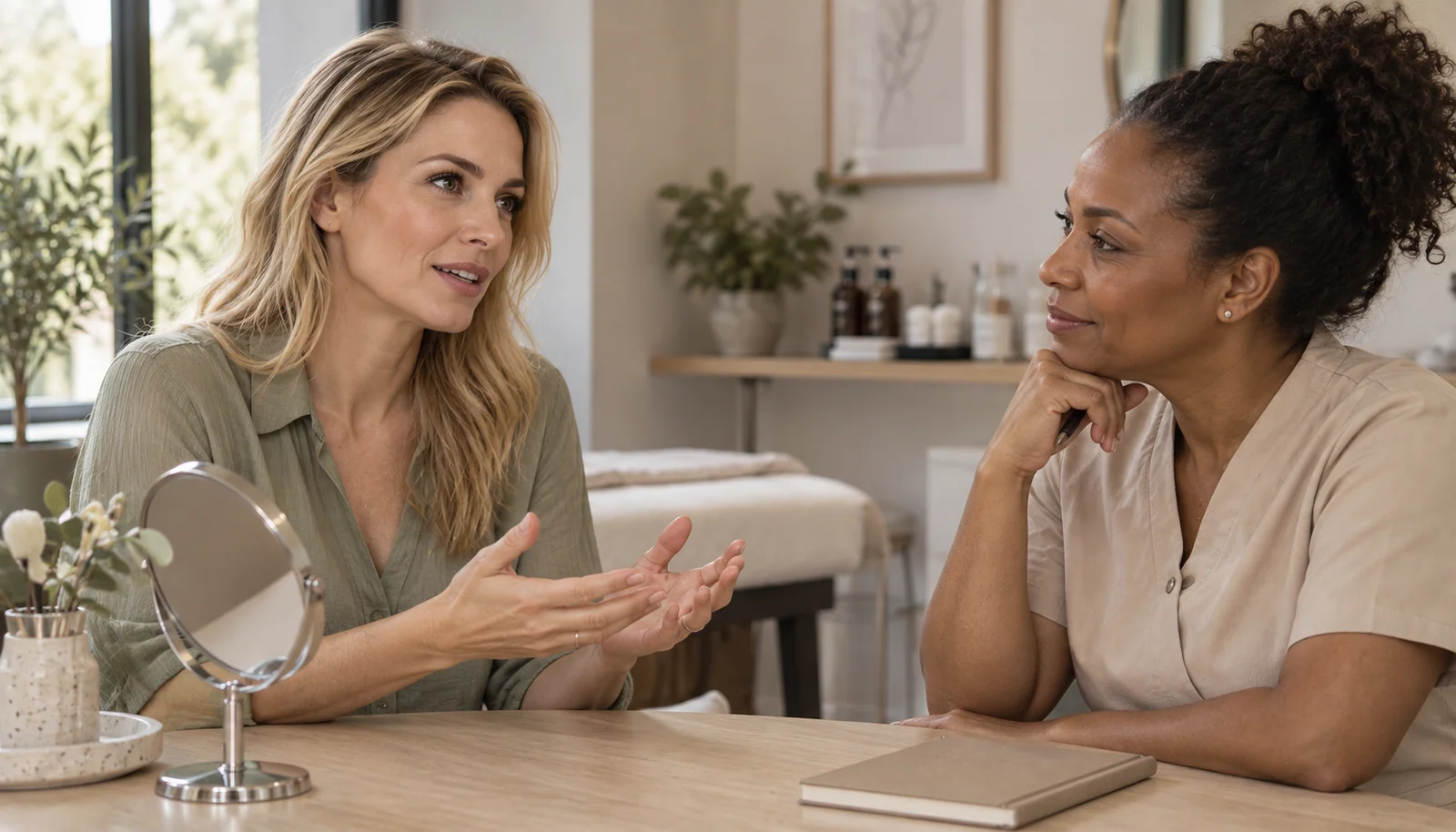 Client asking a beauty professional a question