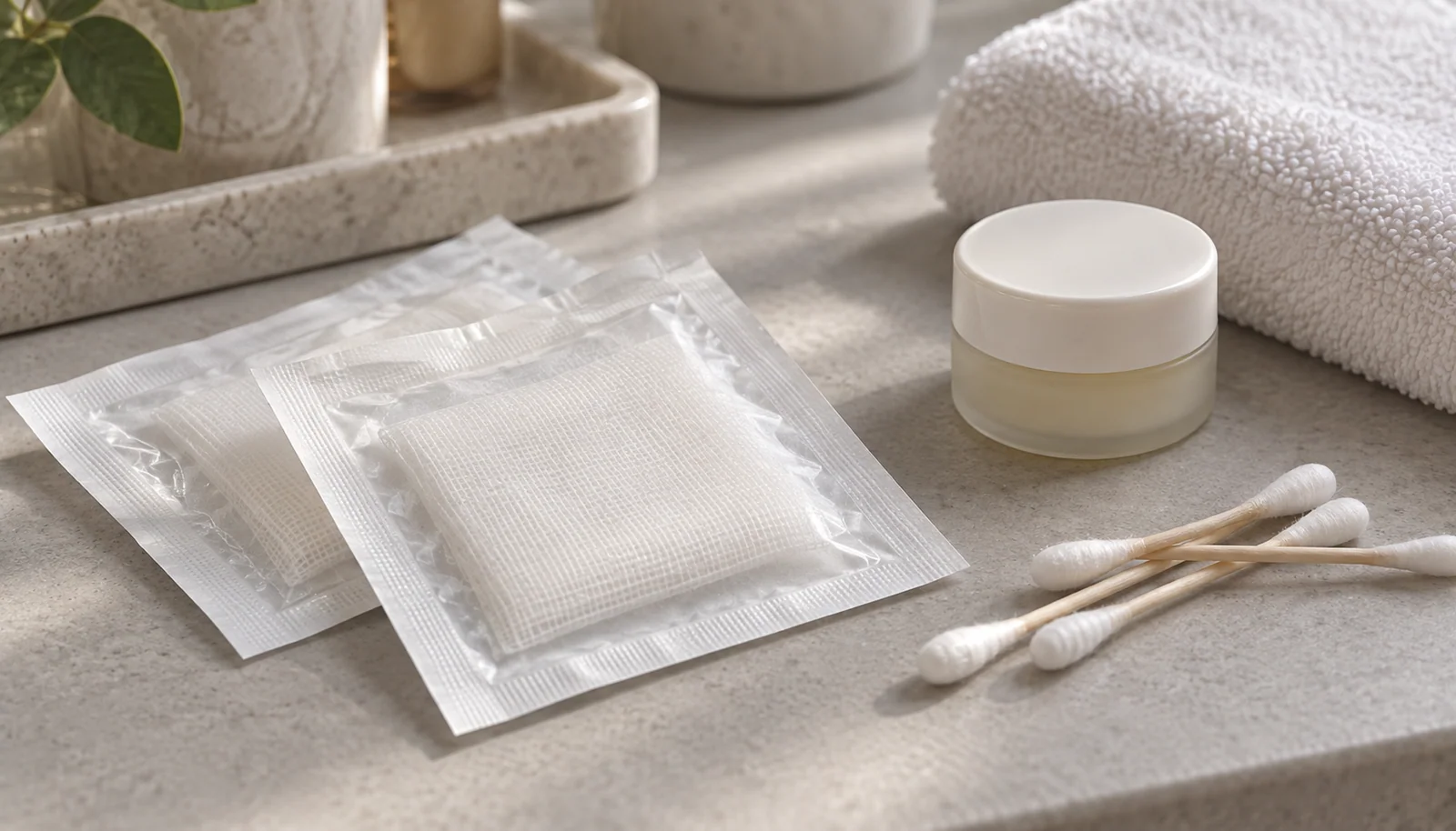 Simple aftercare supplies on a clean treatment counter