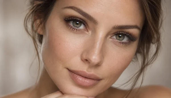 Portrait showing a soft, wispy hybrid lash set