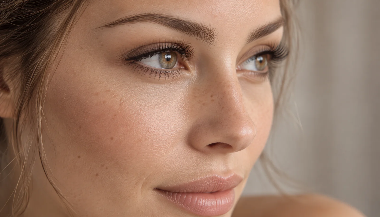 Side view of fine hybrid lash extensions