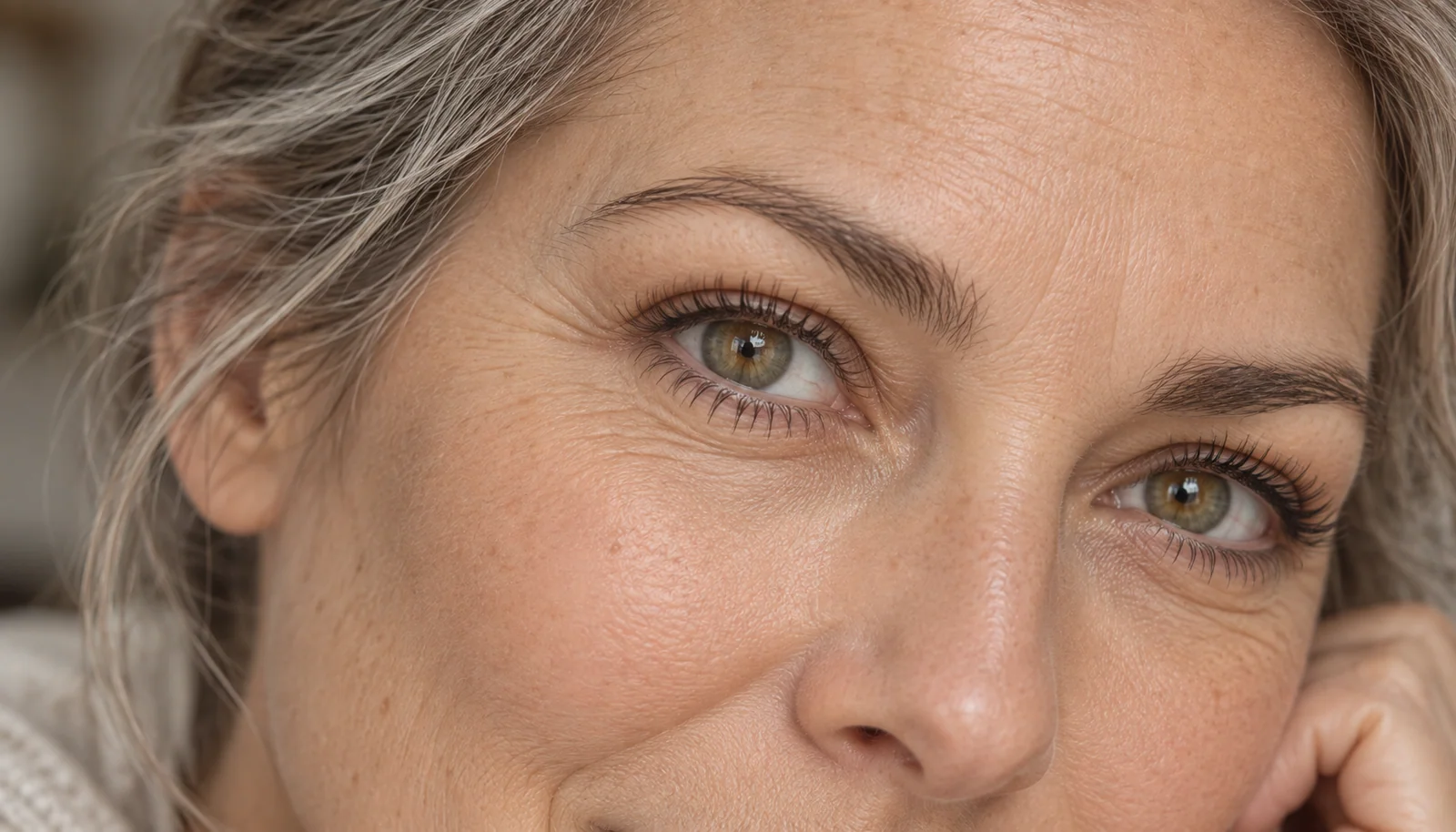 Close-up showing natural eye shape and lash definition