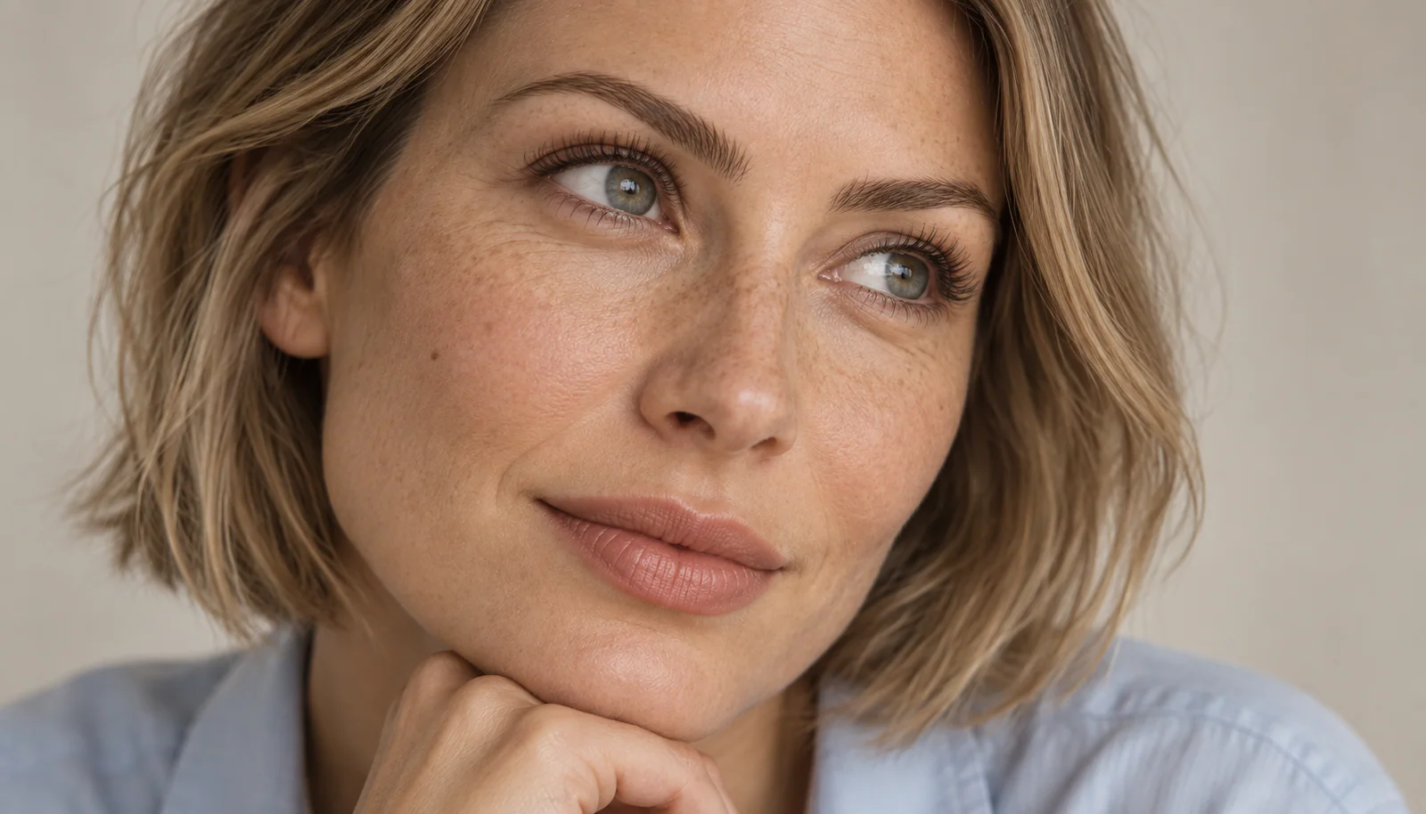 Portrait with naturally defined lips and minimal makeup