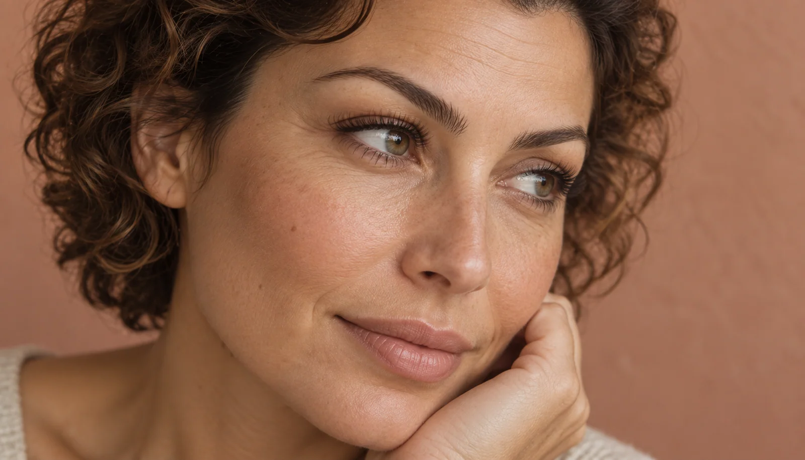 Three-quarter portrait with light lash extensions