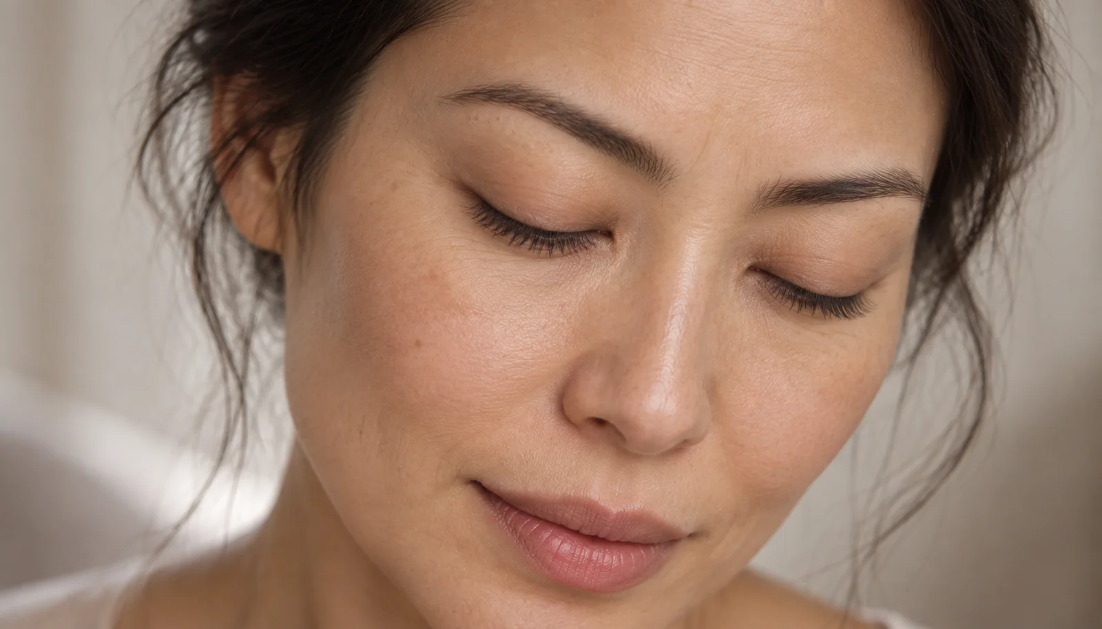 Downcast eyes showing delicate volume lash fans