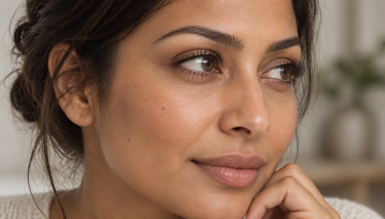 Three-quarter eye detail with a tapered volume lash set