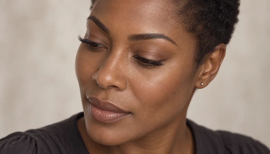Profile portrait showing a soft volume lash set