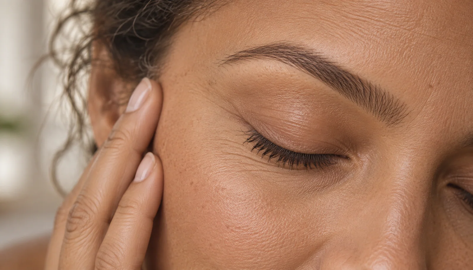Close-up of natural brow definition