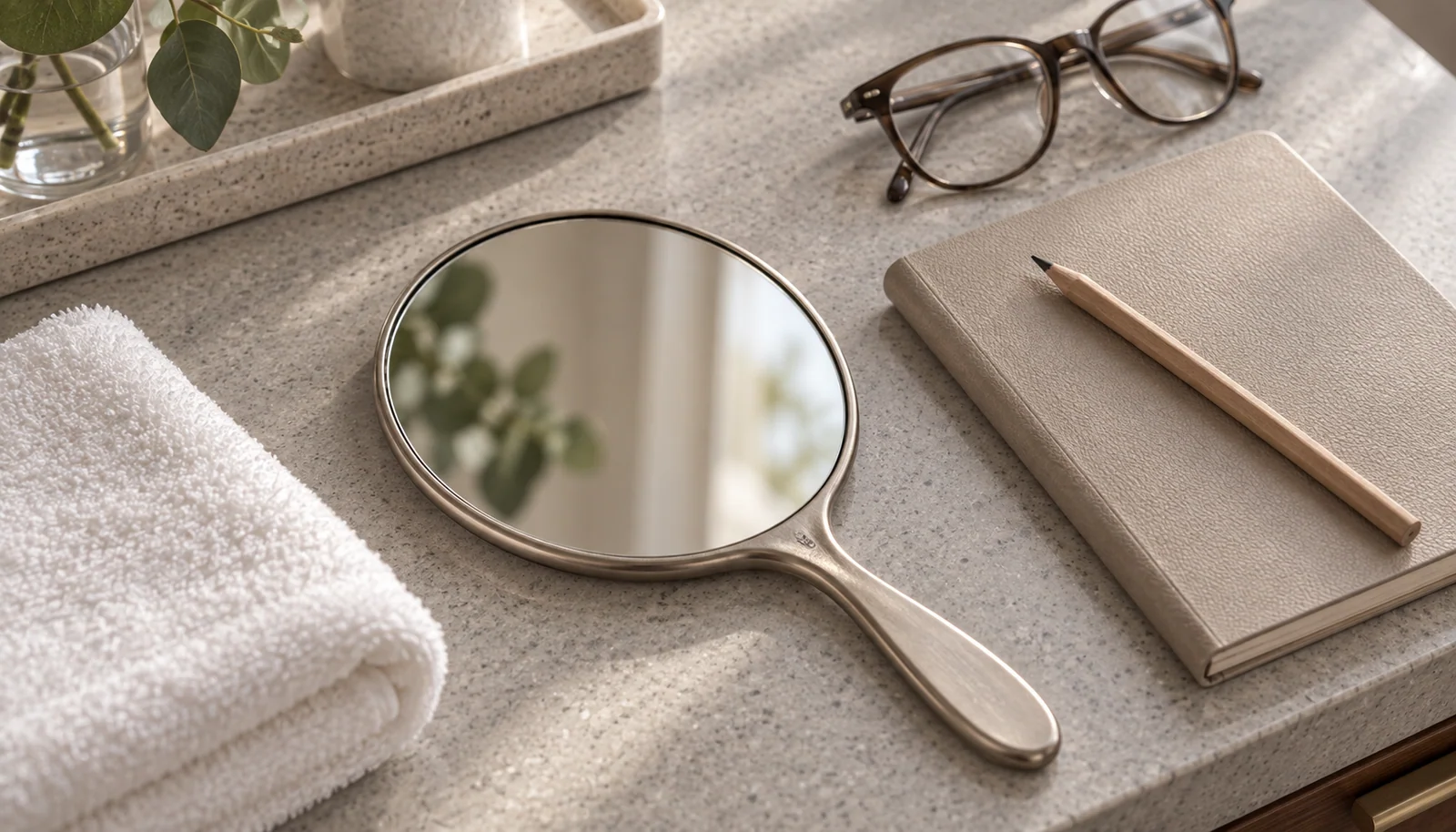 Cosmetic consultation mirror and appointment notebook